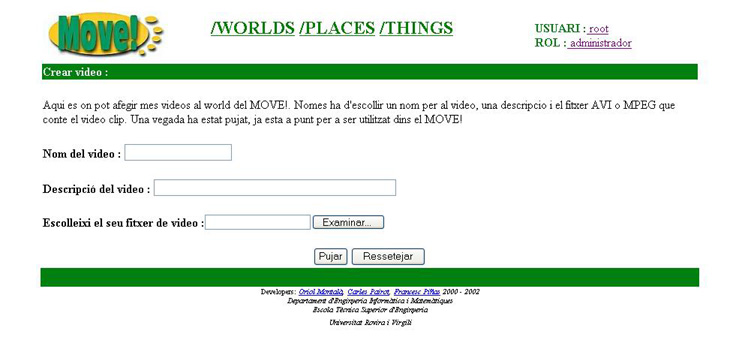 pantalla per pujar un video